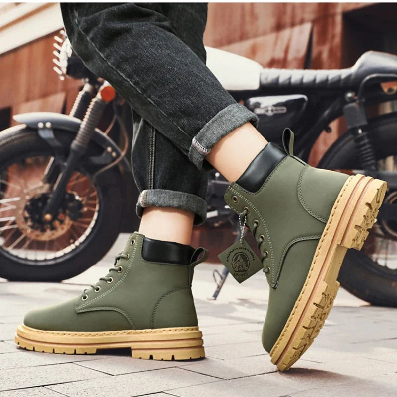 Men's Footwear Resistant Waterproof High-top Motorcycle Boots Soft Bottom Work Clothes Anti-slip Yellow Boots Men Cowboy Boots