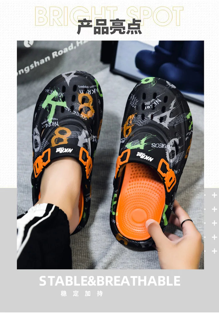 2025 New Men's Clogs Slippers Home Platform Sandals Summer Outdoor Beach Water Shoes Non-slip Male Sneakers Lightweight Sandals