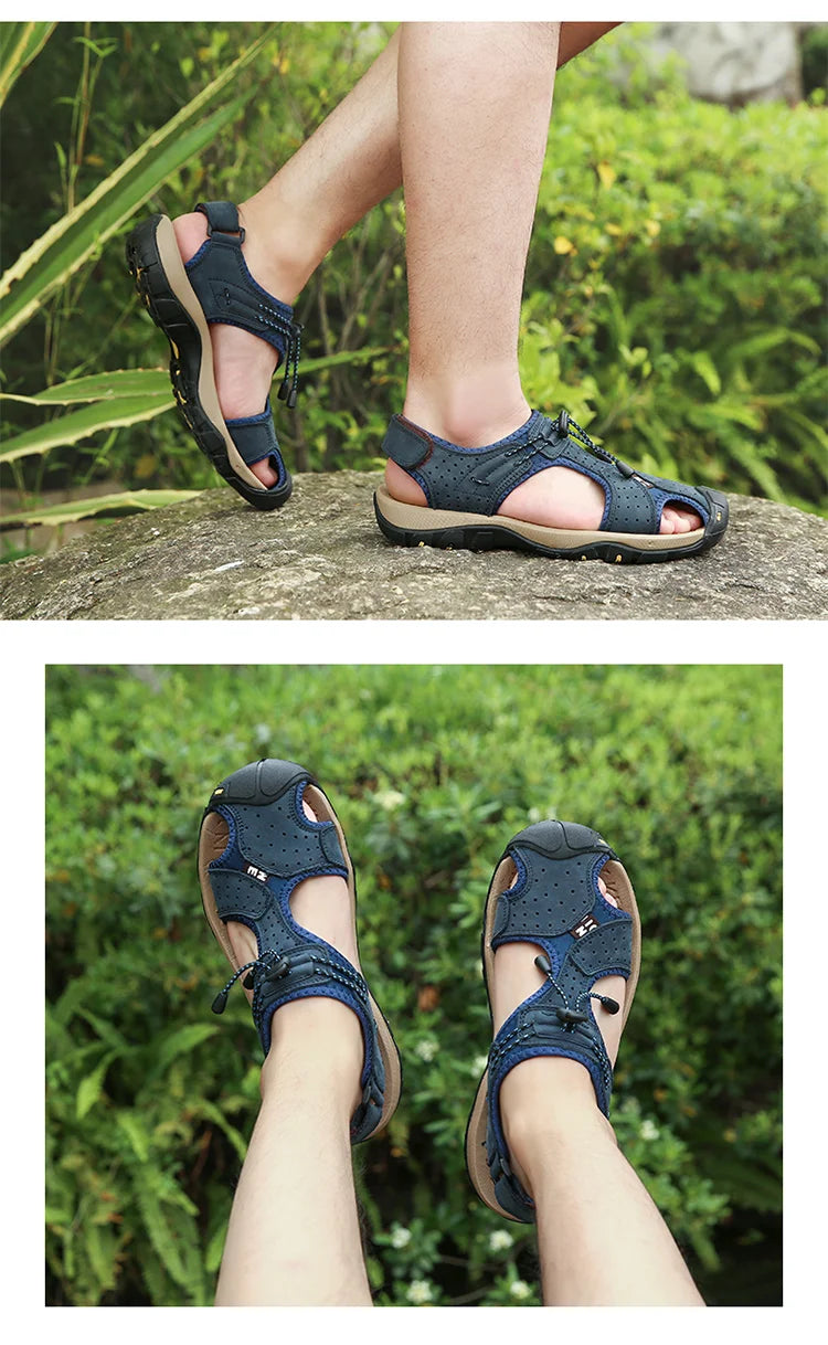 Summer Hiking Sandals for Men Quick Dry Outdoor Trail Walking Closed Toe Water Sandals Casual Lightweight Summer Beach Shoes