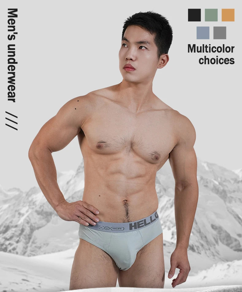 Mens Underwear Cotton Breathable Triangular Panty Fashion Sexy Slip U Underpants Hot Bikini Mid-Waist High Elasticity Men Briefs
