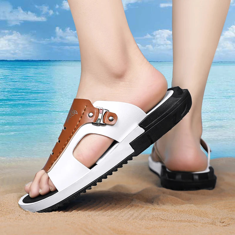Slippers Men's Fashion 2024 New Summer Outdoor Casual Anti slip Men's Sandals Korean Edition Personalized Soft Sole Sandals for