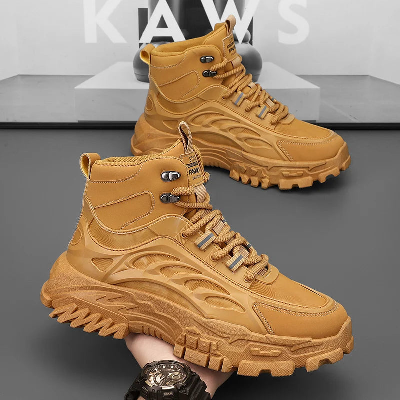 Men's Boots Outdoor Waterproof Men Ankle Boots Men Platform Work Safty Shoes for Men Casual Hiking Shoes Breathable Men Sneakers