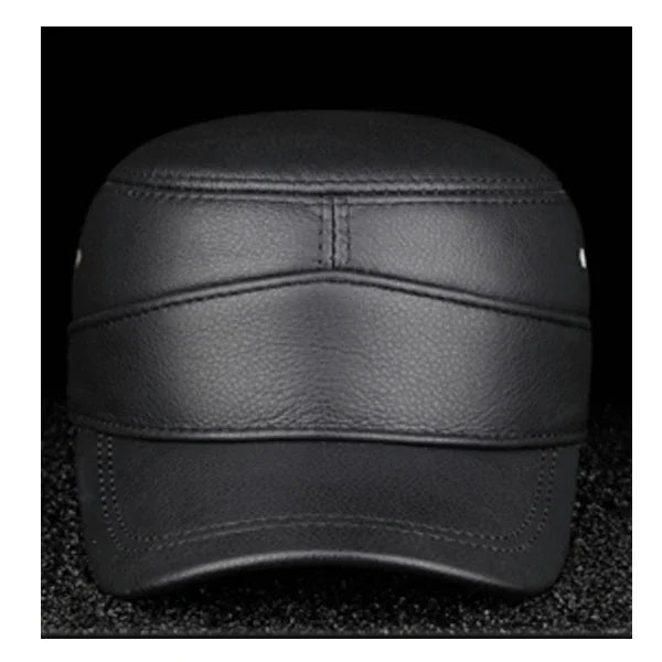 2025 New Men Spring/Winter Real Leather Black/Brown Flat Baseball Caps Male 54-62 cm Customized Size Outdoor Snapback Golf Hat