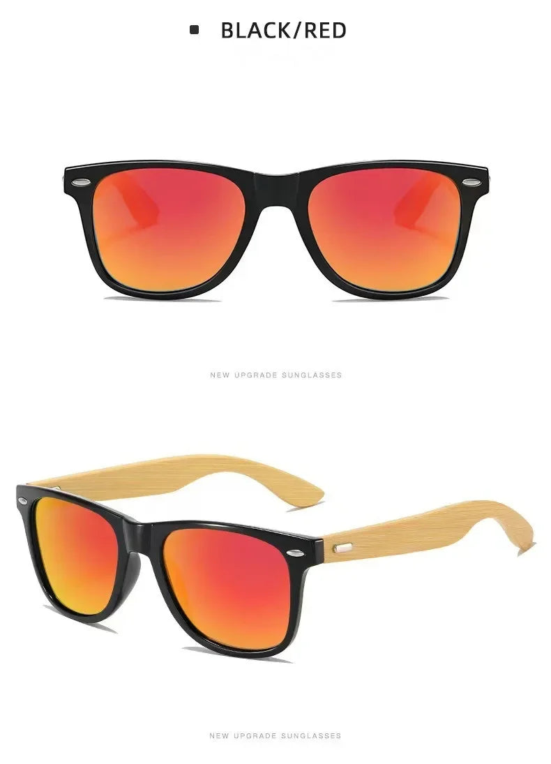 Wood Sunglasses Men Women Square Bamboo Women for Women Men Mirror Sun Glasses Oversize Retro De Sol Masculino Handmade