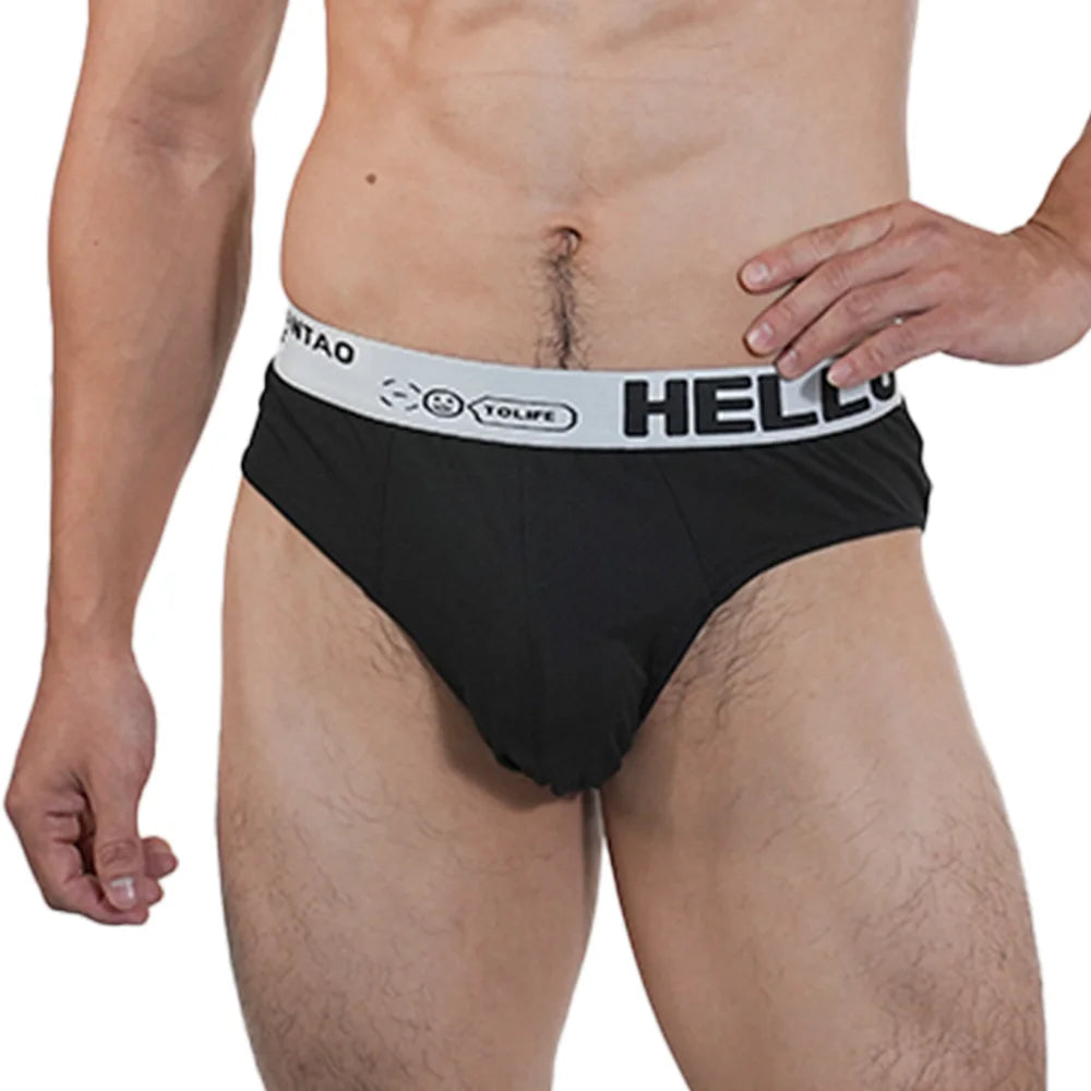 Mens Underwear Cotton Breathable Triangular Panty Fashion Sexy Slip U Underpants Hot Bikini Mid-Waist High Elasticity Men Briefs