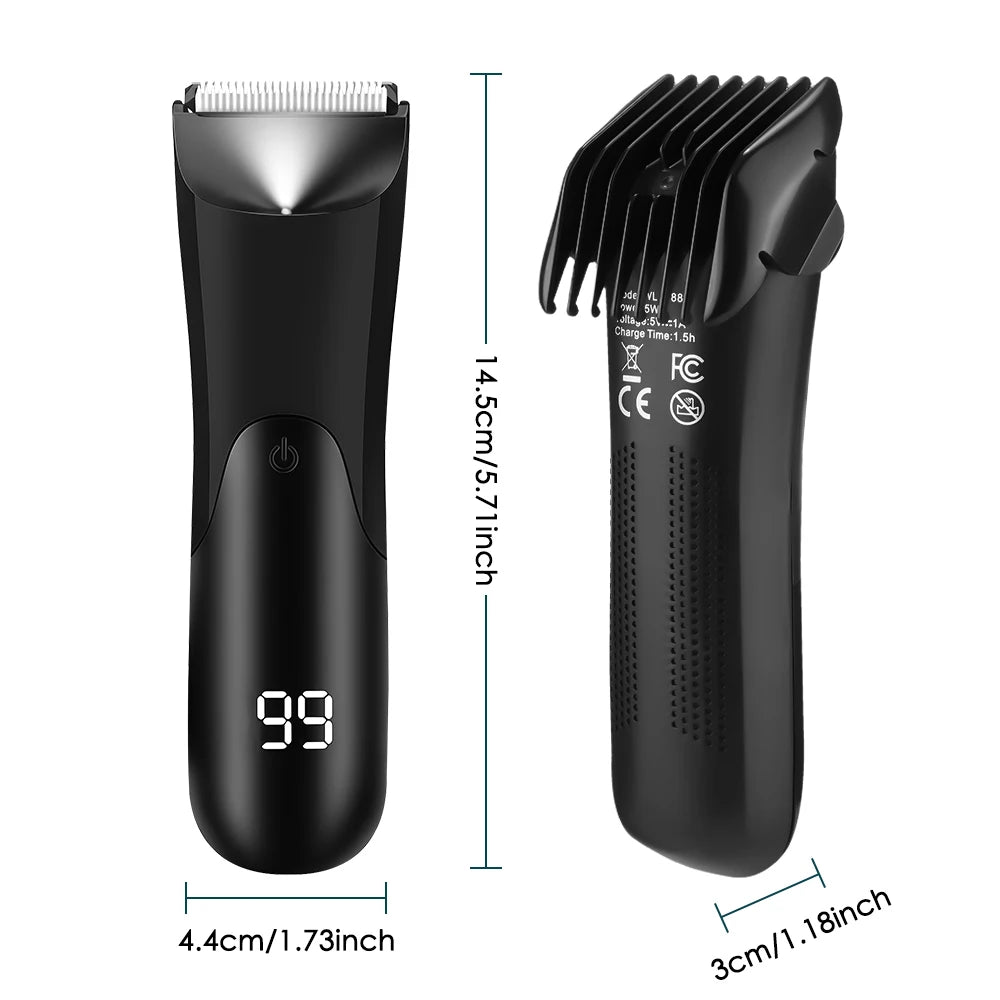 Electric Body Hair Trimmer for Men Ceramic Blade Head Pubic Ball Shaver Hair Removal Bikini Groin Trimming Clipper Beard Razor