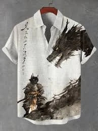 Japanese Style Samurai Cat 3d Print Hawaiian Shirt Men Women Fashion Short Sleeve single-breasted Casual Beach Shirts Men blouse