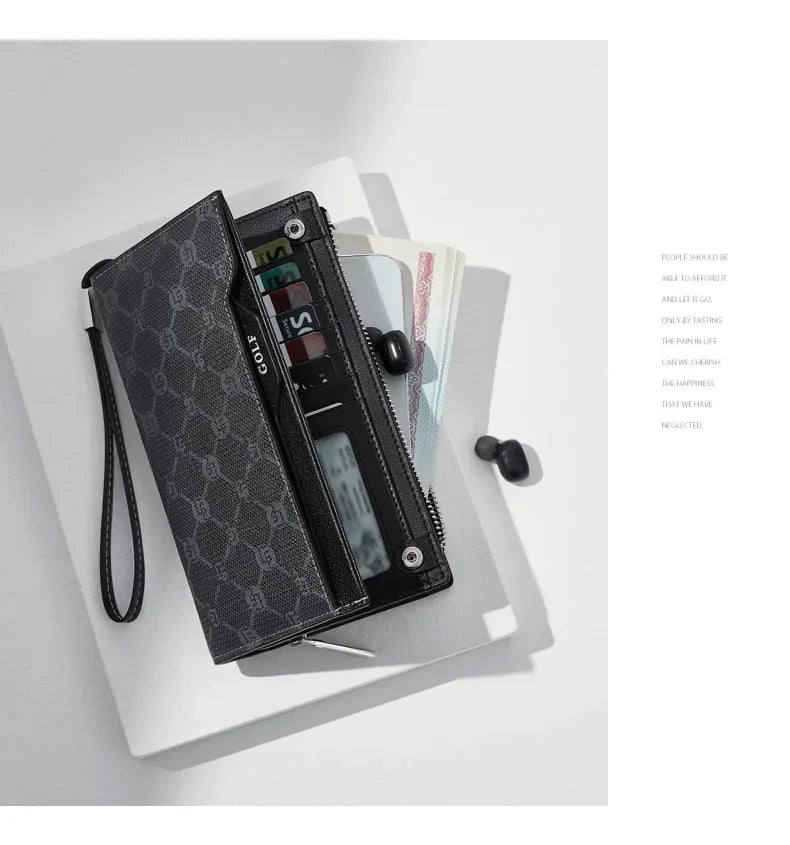 GOLF Long Wallet for Men Leather Male Clutch Bag Purse Wallet Wrist Bag Credit Card Organizer Hand Bags Money Clip Minimalist