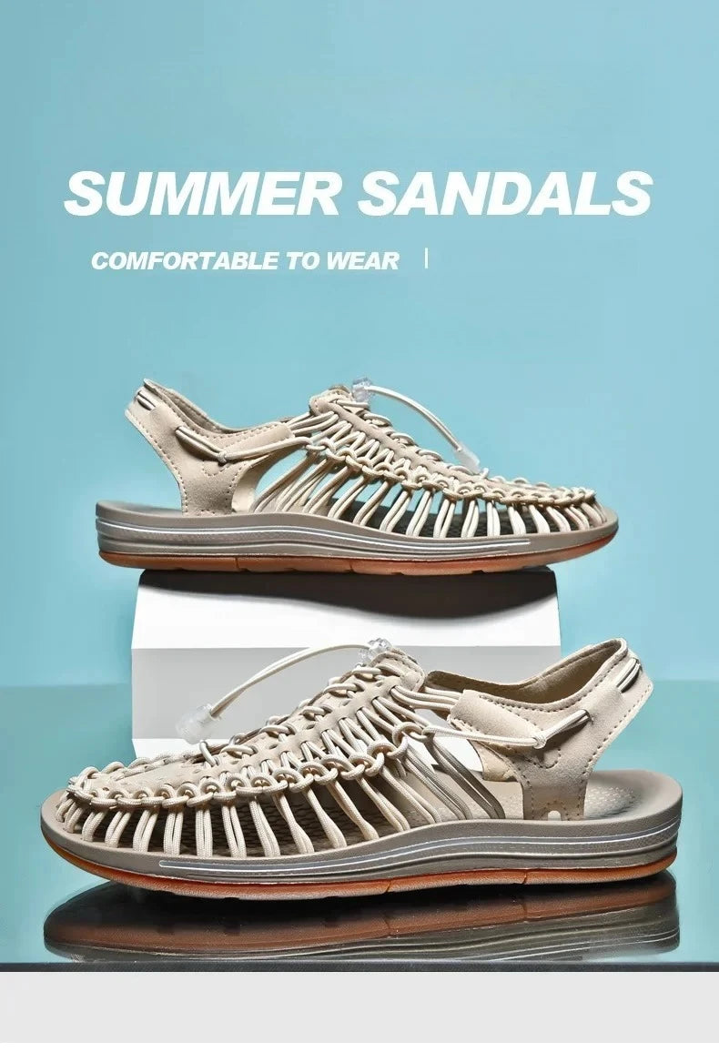 2025 Summer Men Sandals Genuine Leather Mens Casual Shoes Outdoor Men Leather Sandals for Men Beach Shoes Roman mens Shoes