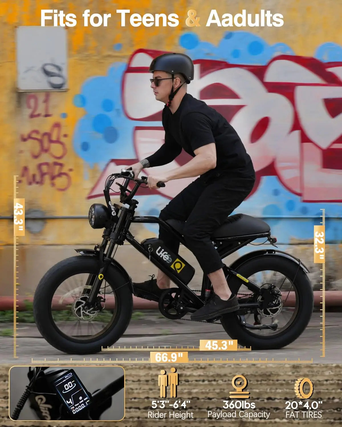 Electric Bike for Adults/Teens Spark-1500W Peak Motor 20" Fat Tires 28MPH(Unlock to 35MPH) Dirt Bike, 624-1248Wh, Customized