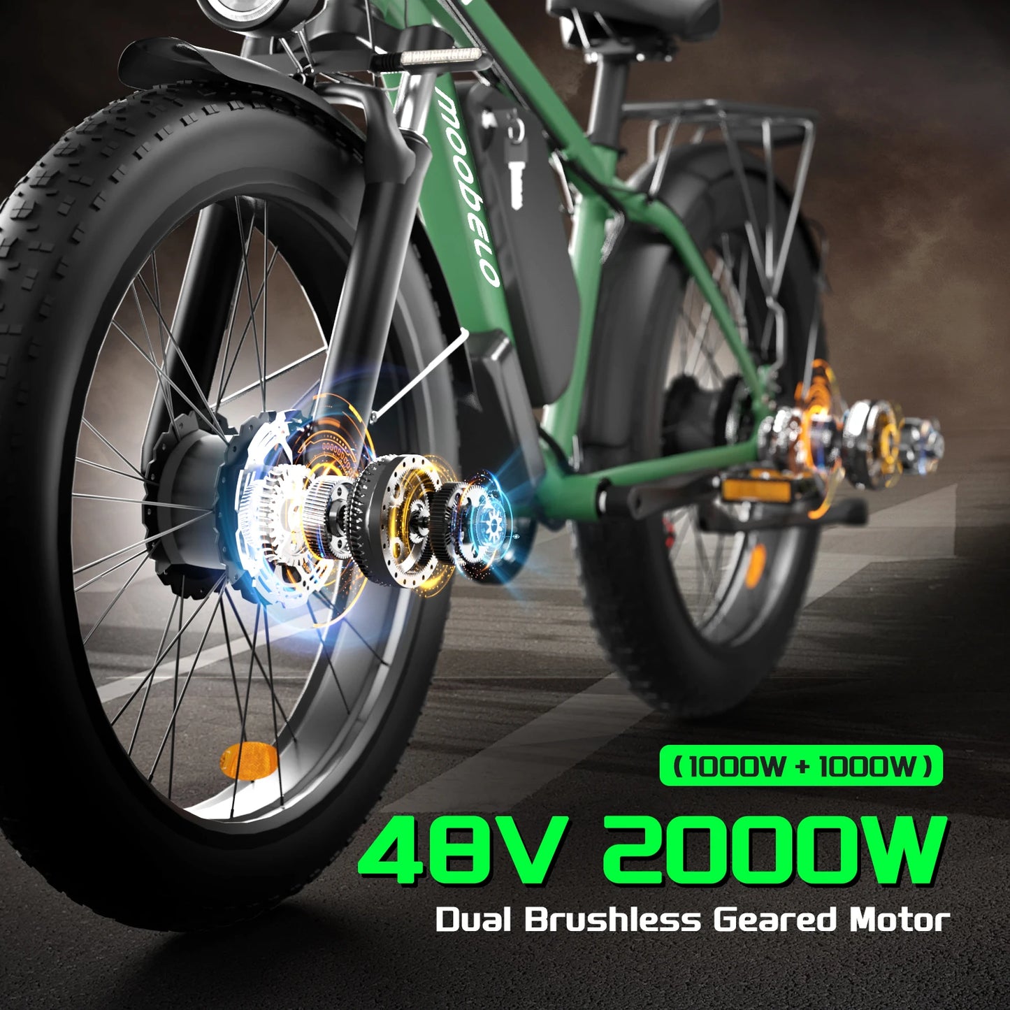 US Delivery Moobelo M1 2000W EBike 48V 22.4AH 35mph 26" Fat Tire Waterproof All-Terrain Adult EBike One-year Warranty