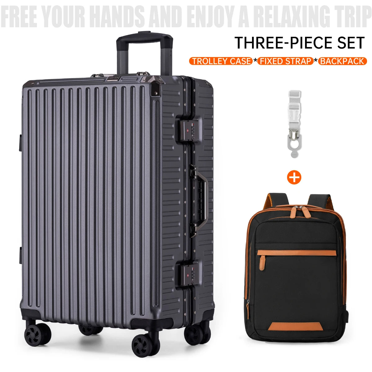 Trolley Luggage 20 24 26 28 Inch Aluminum Frame Rolling Luggage Case USB Travel Suitcase on Wheels Combination Lock Carry-On Luggage