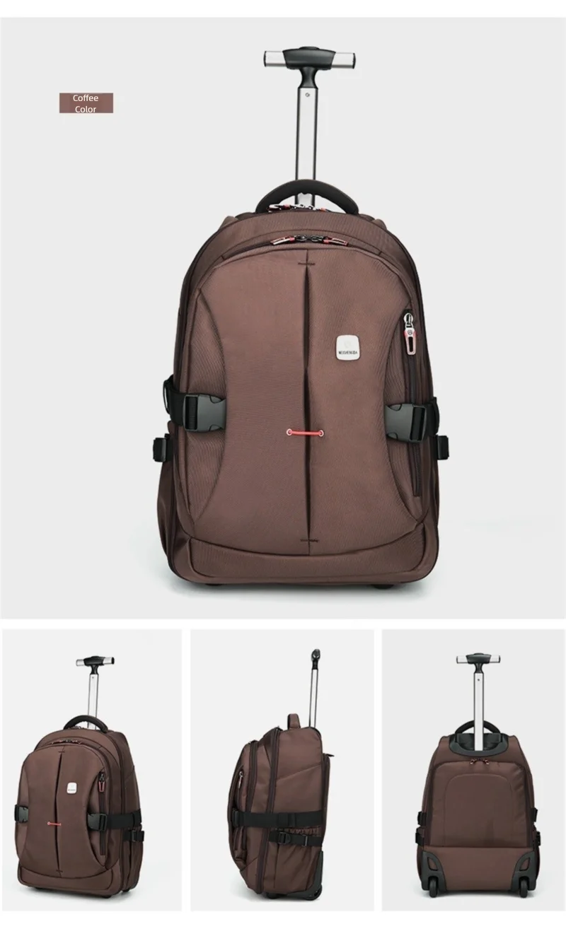 Airline Approved Carry On Backpack for Men Large Capacity Luggage with Telescopic Handle Durable Wheels TSA Friendly Travel Bag