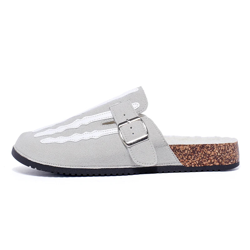 Men's Slip-On Slippers, Skull Print Design, Casual Backless Mule Sandals, Suitable for Indoor/Outdoor Wear, Minimalist Street Style, Daily Walking and Casual Comfortable Slippers