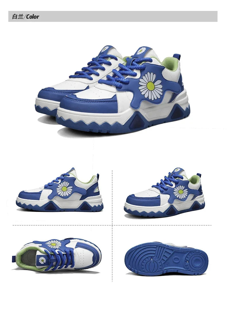 Sneakers Men Trendy Mixed Color Lace-up Thick-soled Casual Shoes Non-slip Shoe Round Toe Men Board Shoes Zapatillas Hombre