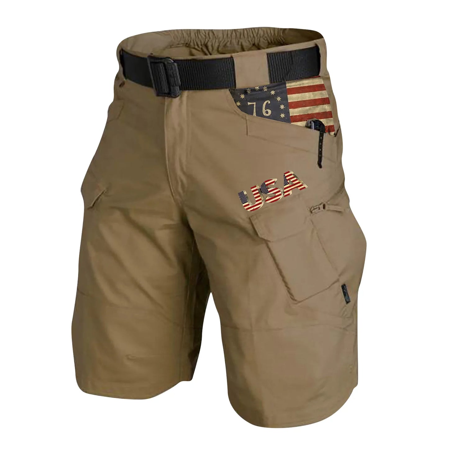 Men's Cargo Shorts Cotton Linen Wear-resisting Multi-Pockets printing shorts Casual Outdoors Loose Hiking Trekking Sweatpants