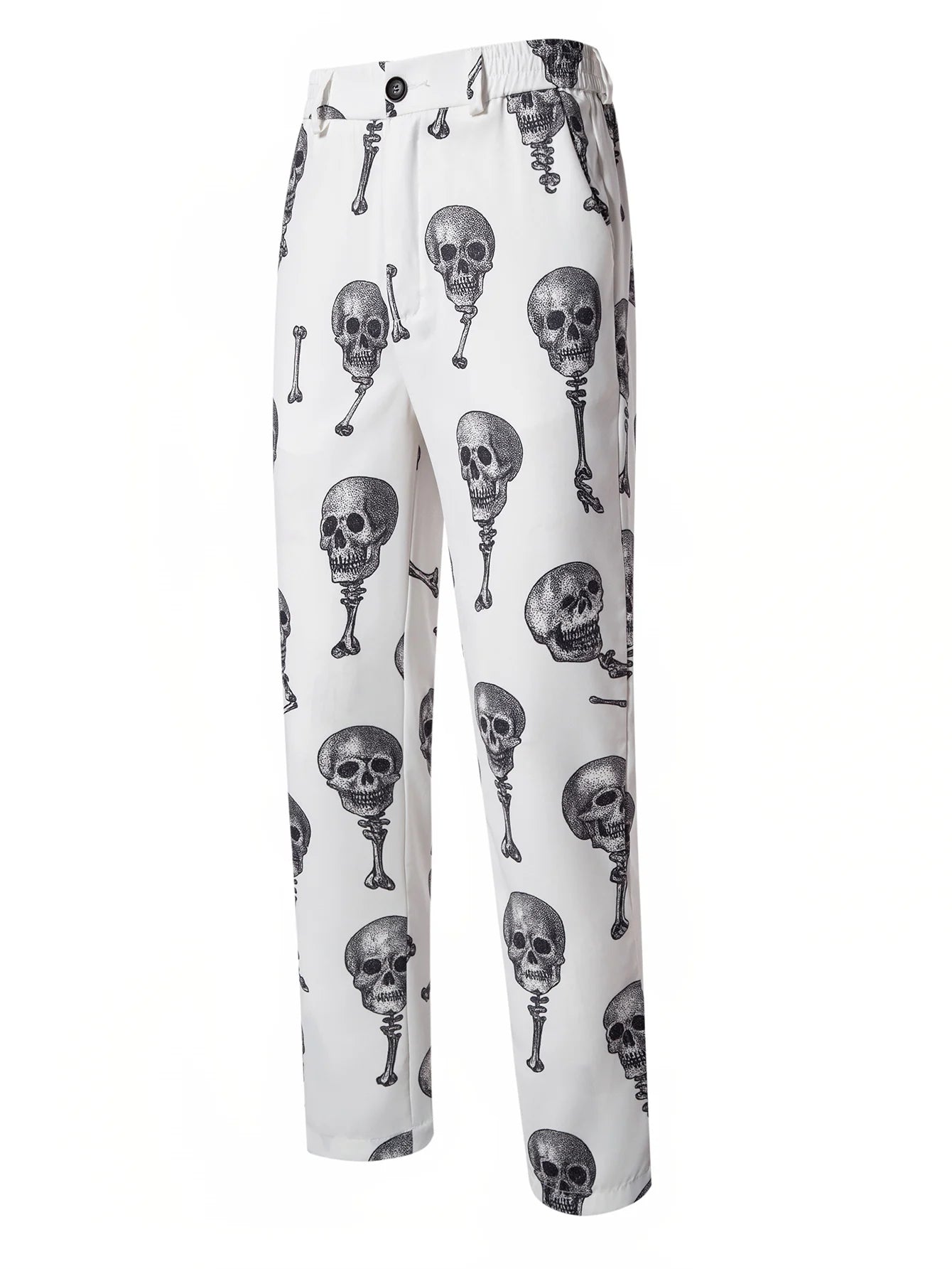 Skull Printed Mens Suit Pant Sets Trajes De Hombre Modernos Halloween Costumes Luxury Designer Nightclub Party Blazer Trousers