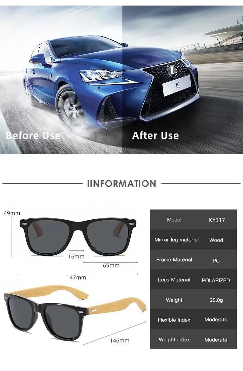 Wood Sunglasses Men Women Square Bamboo Women for Women Men Mirror Sun Glasses Oversize Retro De Sol Masculino Handmade