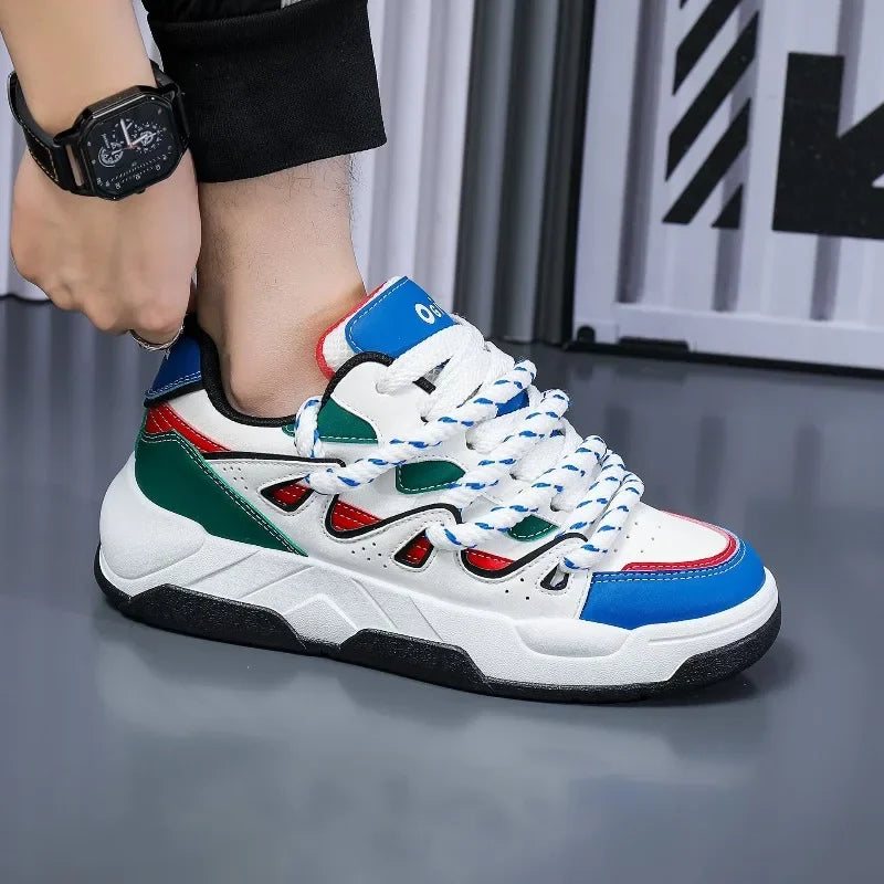 Shoes for Men Popular Versatile Sports Casual Board Shoes Personality Trend Men's Pu Leather Platform Sneakers Zapatillas Hombre
