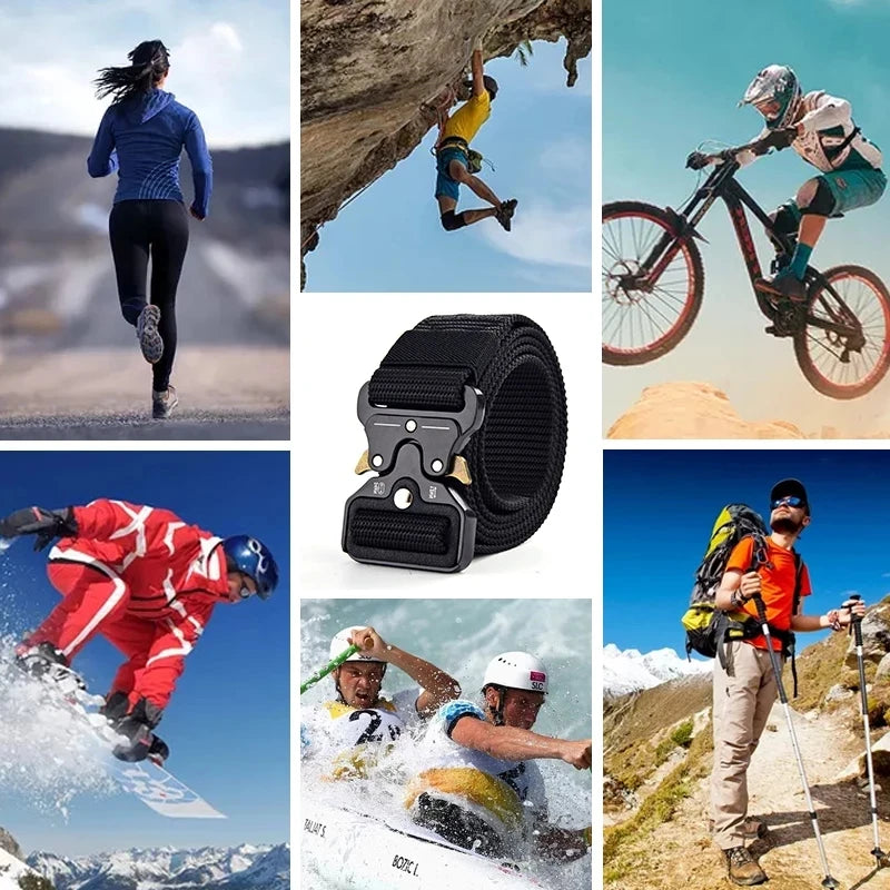 Men's Belt Metal Male Belt Canvas Belts Big Size Outdoor Sport Nylon Belts Oversized