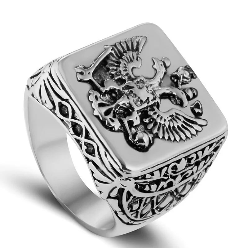 Eagle Collection ! Domineering Metal Eagle Men's Ring Punk Style Enamel Animal Male Rings Jewelry Hand Accessories Size 6-13