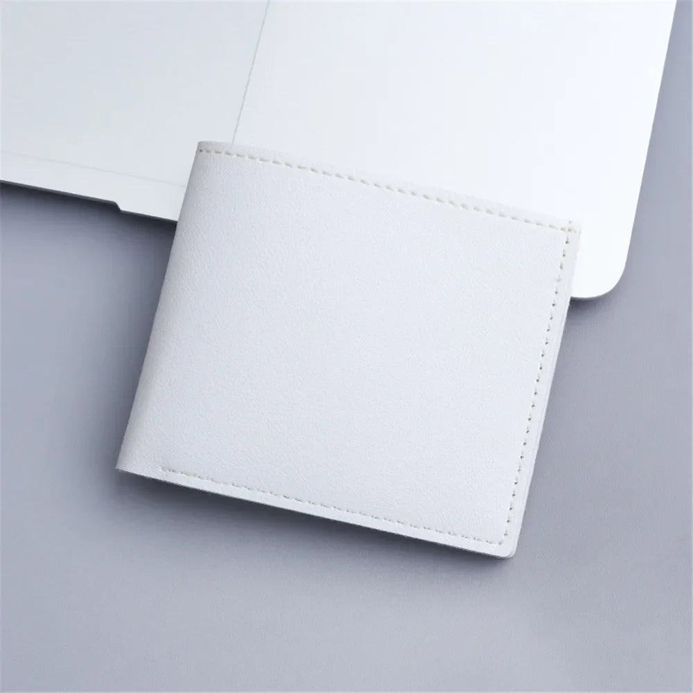 New Men Short PU Leather Wallet Simple Solid Color Thin Male Credit Card Holder Small Money Purses Business Foldable Wallet