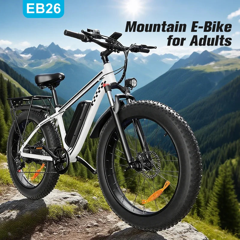 QNQ Electric Bicycle 1500W Motor 48V Lithium Battery Electric Bike Hydraulic Brake 26*4 Inch Fat Tire Snow E-bike