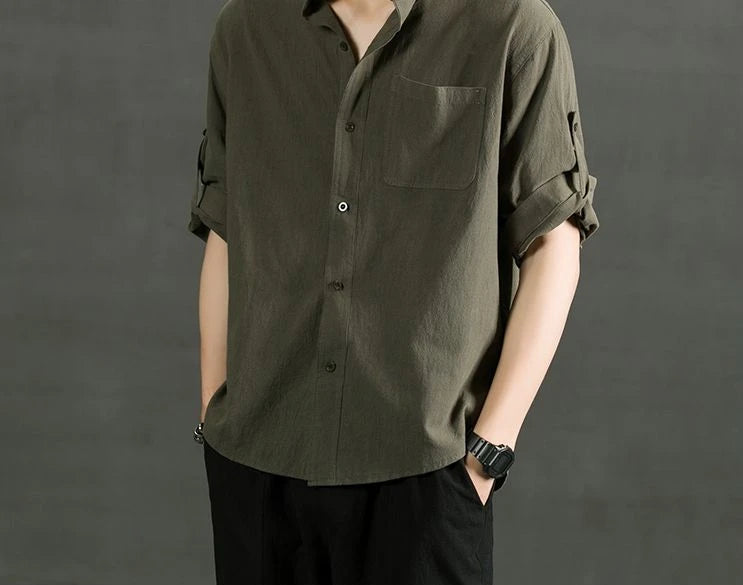 Shirts For Men White Man Shirt Plain With Pocket Linen And Cotton Half Sleeve Social Fashion Summer Designer Sale Xxl Casual Hot