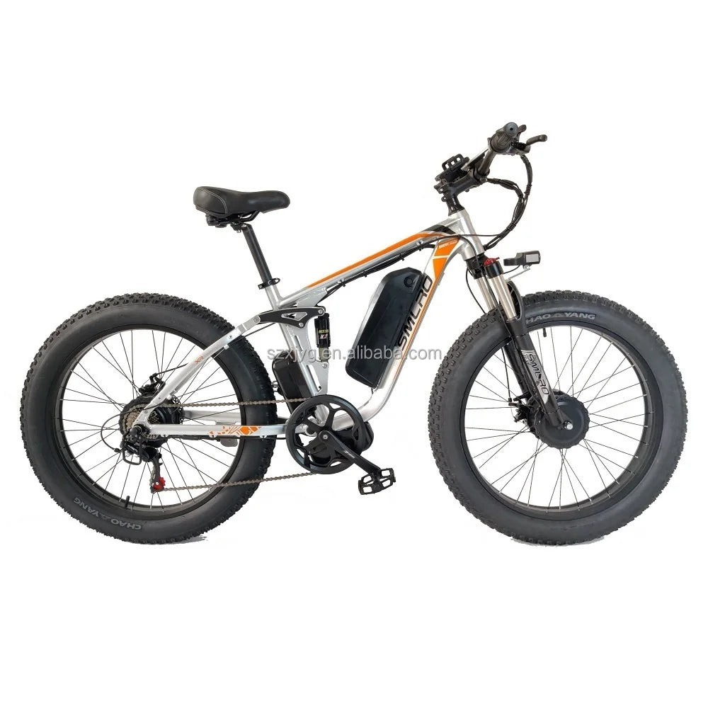 Electric Mountain Bike Dual Motor 2000W 16AH 22.4AH  City Road Bicycle 48V 26inch Fat Tire Adult E Bike  MTB
