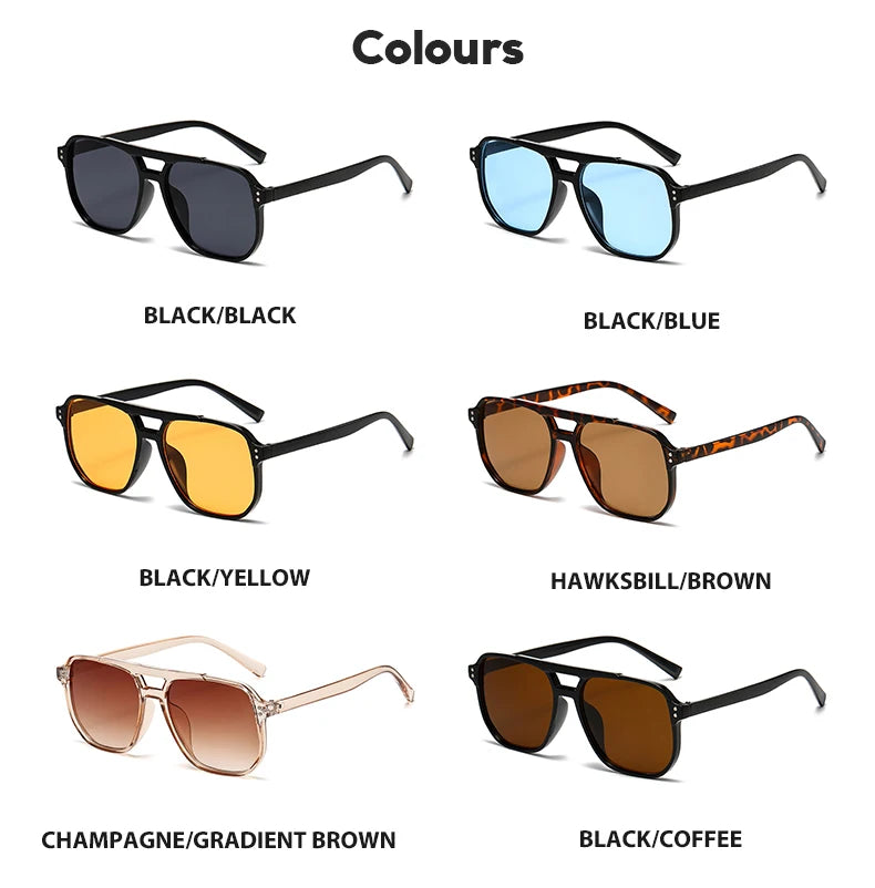 6pcs Combination Fashion Rivet Double Beam Men's Sunglasses Pilot Sun Glasses Cross-border Riding Driving