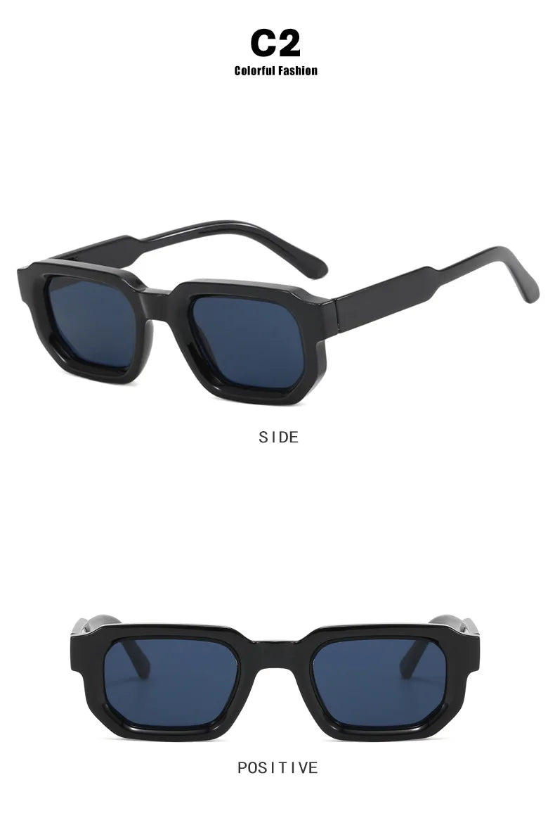 Men Vintage Rectangle Frame Sunglasses Fashion Retro Sun Glasses Luxury Brand Design UV400 Shades Eyewear Women Goggles