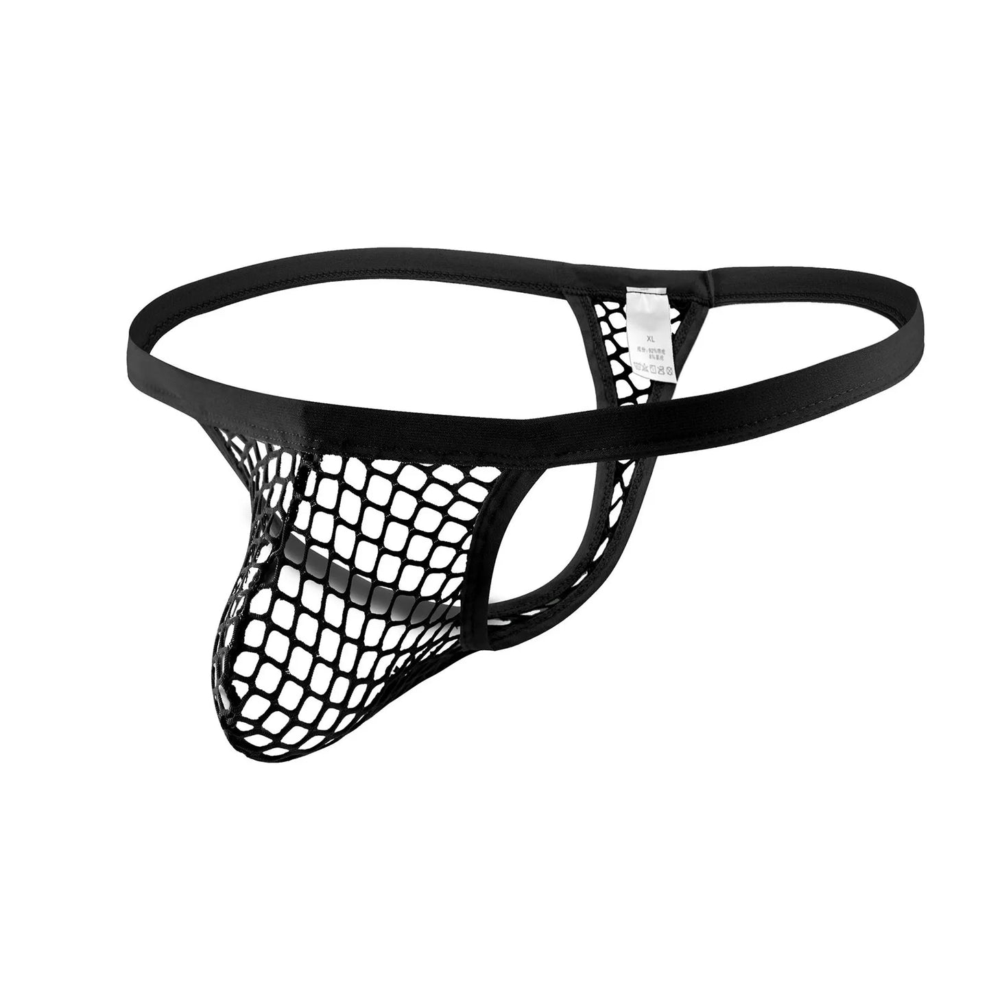 Men's Underwear Sexy Thong Pouch Plaid Mesh Hollow Comfortable Men's Underwear Summer Breathable Underpants U Convex Lingerie