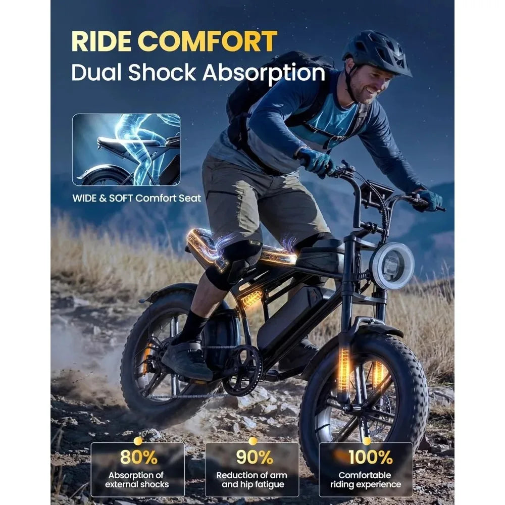 Electric Bike for Adults, 1500/2000W Peak 33/40MPH E-Bike 60/80Miles with NFC & Password Unlock, 48V 15/25Ah Removable Custom