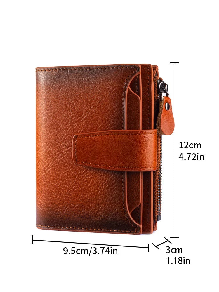 Short Genuine leather Wallet for Man Daily Real Cow Leather Purse 2025 New Boys RFID Card Holder Coin Purse