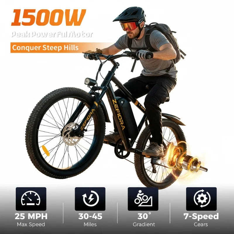 Zefiora M10 26 29er Mountain Bikes,48v Aluminum Alloy 1000w Motor Ebike, Adjustable Brake Seat,for Cycling Electric Bicycle
