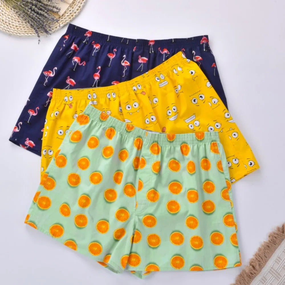 1PC 100% cotton men's underwear soft comfortable men's underwear men's shorts home loose elastic men's printed pants breathable