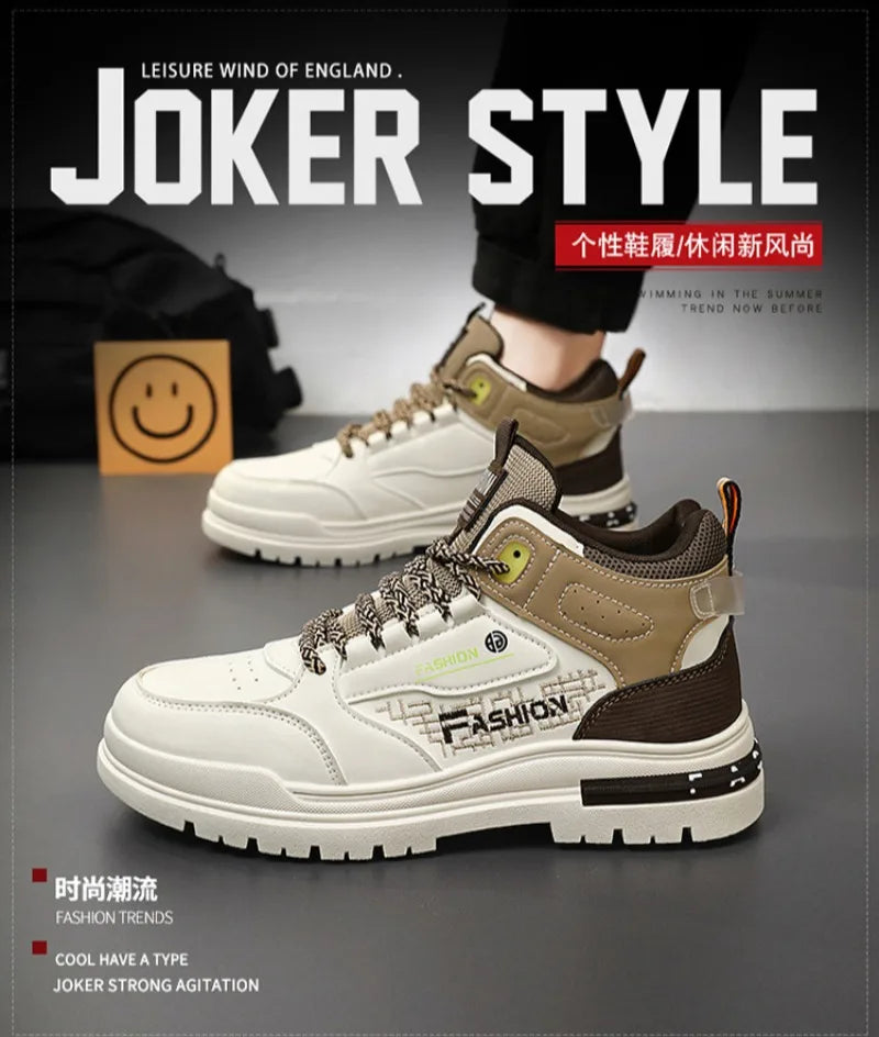 2025New Men High-top Casual Shoes Outdoor Comfort Sneakers Lightweight Man Running Sport Shoes Soft-soled Walking Zapatos Hombre