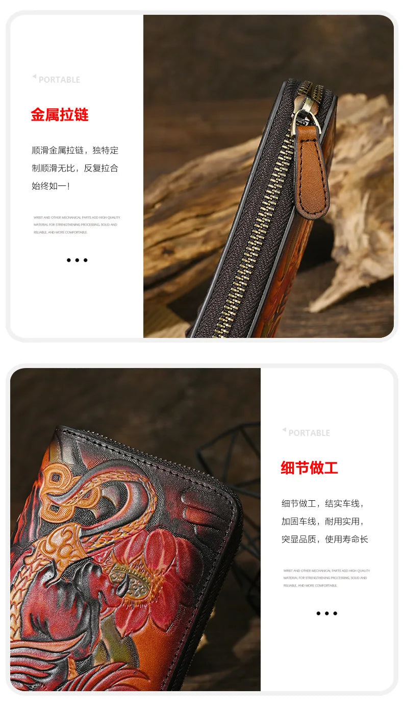 Men's Genuine Leather Wallet with Handcrafted Embossed Design