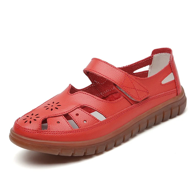 Sandals Summer Breathable Leather Slippers Women Fashion Non-Slip Casual Roman Shoes Ladies Sandals on Sale Off White Shose