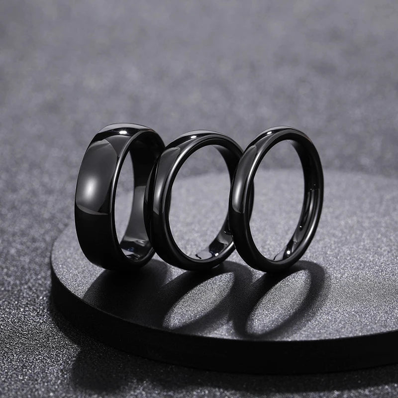 Kolmnsta 2/4/6mm Black Brushed Fashion Ceramic Ring Women Men Wedding Rings Engagement Band Female Jewelry bague Plus Size 4-14