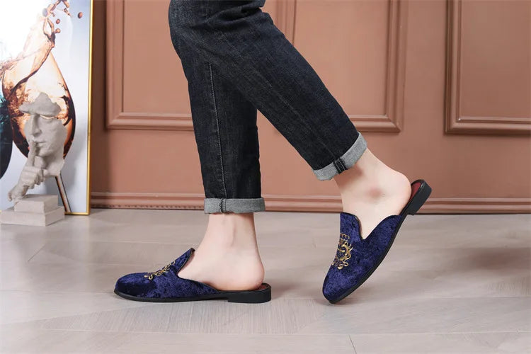 2025 New Male Casual Mules Moccasins Breathable Loafers Men's Tassels Half Slippers Suede Leather Shoes Zapatos Hombre