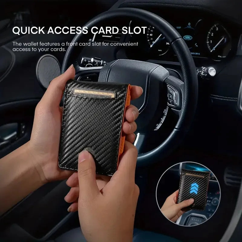 Slim Wallets for Men - Leather Money Clip Mens Wallet - RFID Blocking Front Pocket Bifold Wallet - Minimalist Credit Card Holder