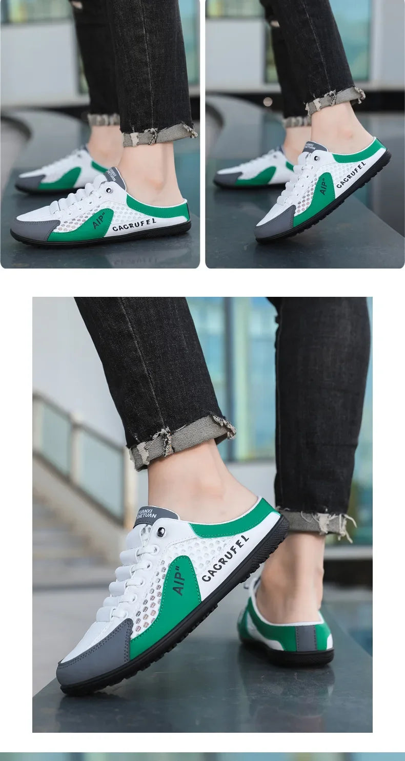 Men's Fashion Soft-soled Half Slippers Summer Trendy Bottom Casual Shoes Soft Sole Support Shoes Sneakers Half Drag Sandals