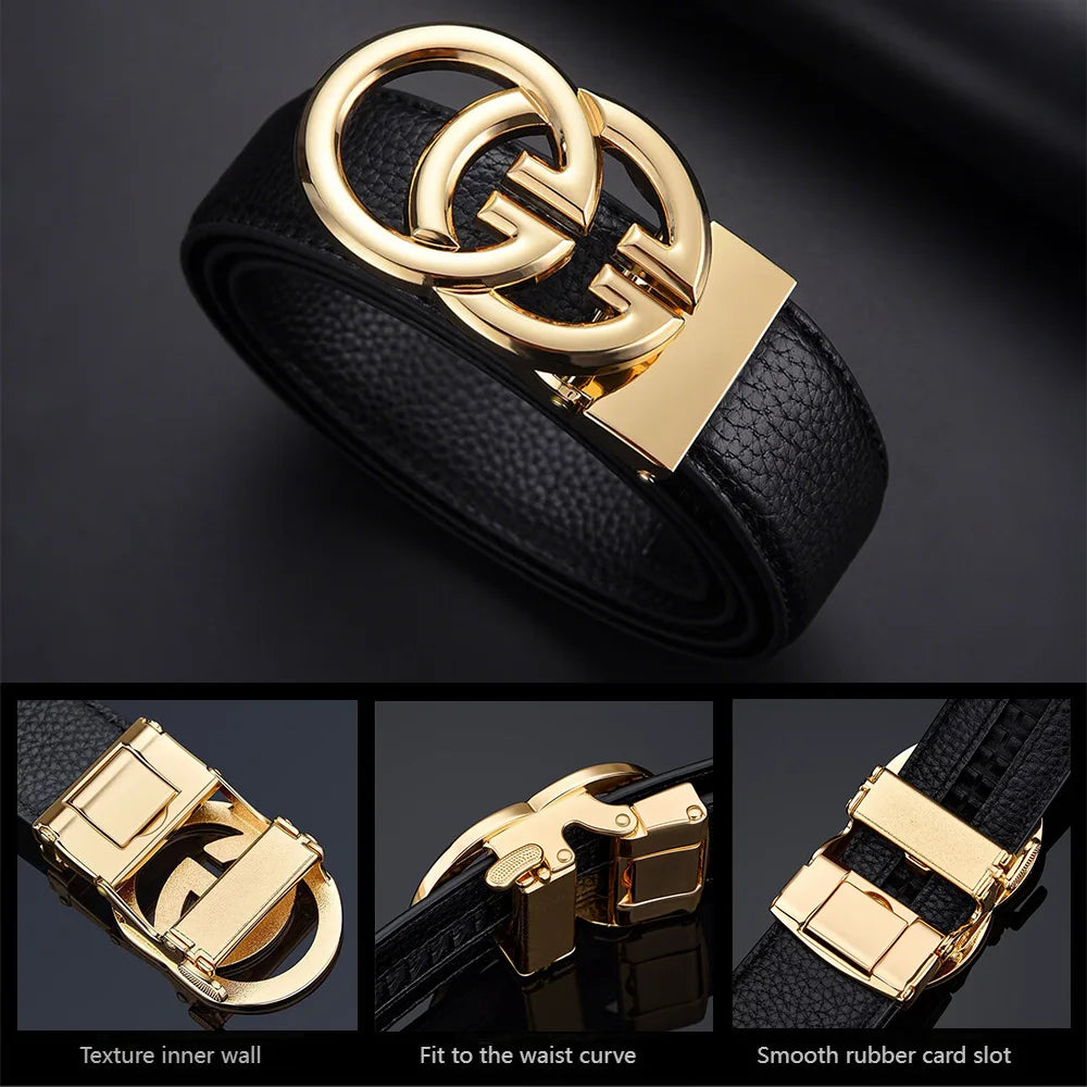 Luxury Brand Famous Genuine Leather Male Belts Business Men Belts for Pants Jeans Strap High Quality Designers Double G Buckle
