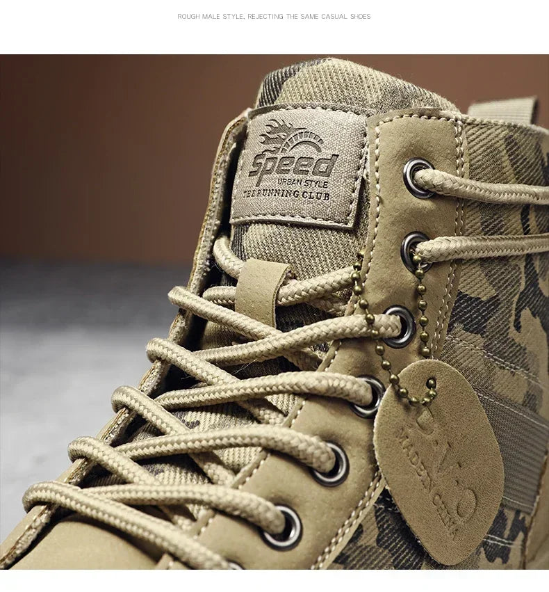 Boots for Men Autumn High Top Camouflage Desert Casual Flats Mens Boot Breathable Non Slip Work Shoes Motocross Boots