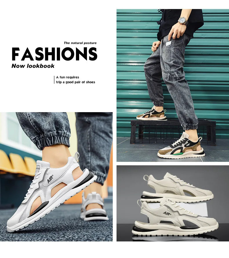 Men Sports Sandals Breathable Mesh Beach Shoe Outdoor Non-slip Sneakers Fashion Casual Shoes Luxury Sandals Zapatillas De Hombre