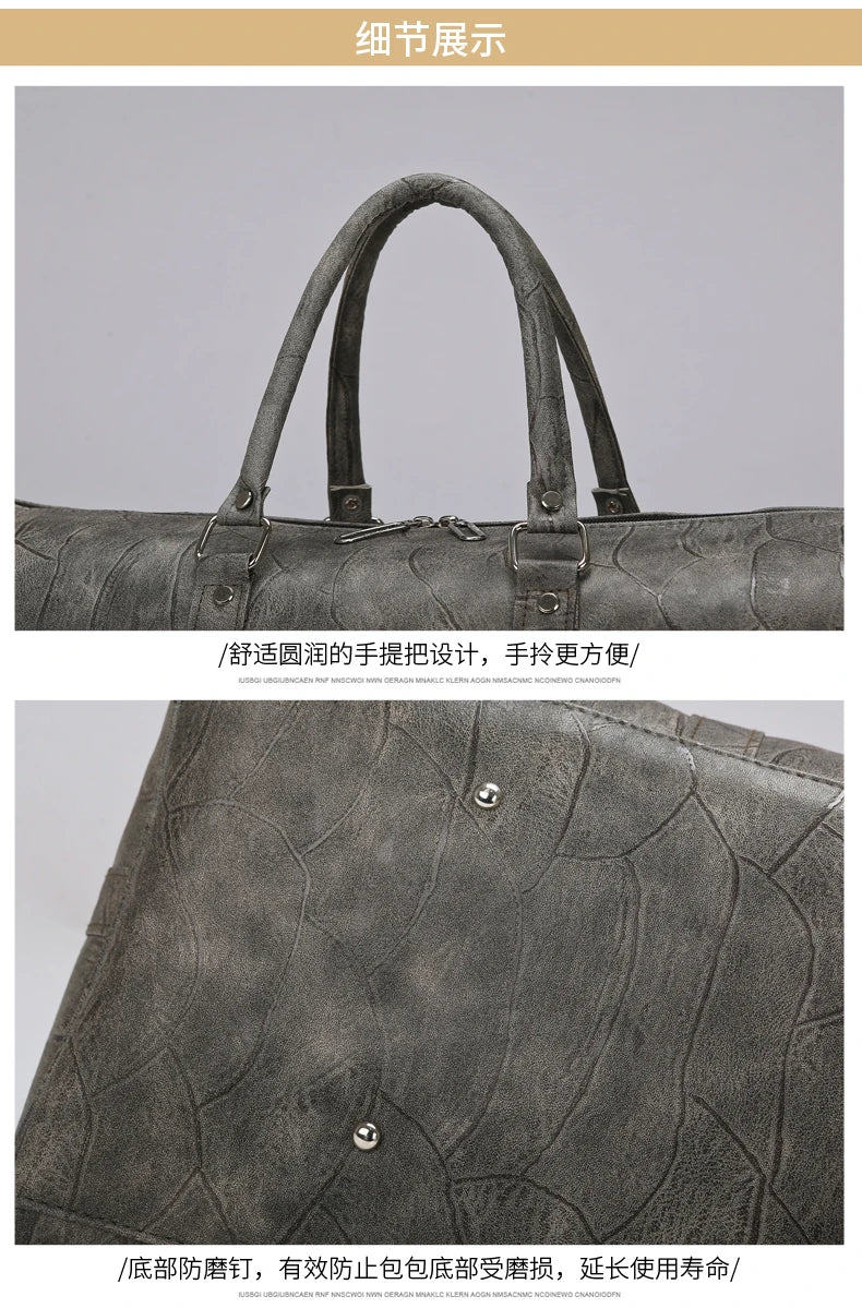 Soft Leather Travel Bag Large Capacity Fashion Weekend Bag Handle Bag Lightweight Sports Gym Bag With Separate Shoe Compartment