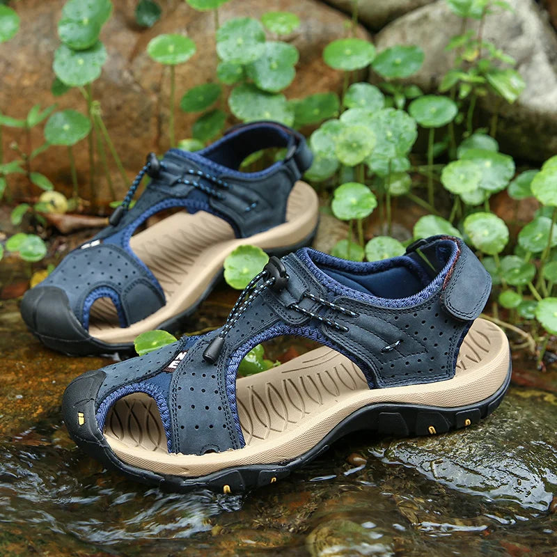 Summer Hiking Sandals for Men Quick Dry Outdoor Trail Walking Closed Toe Water Sandals Casual Lightweight Summer Beach Shoes