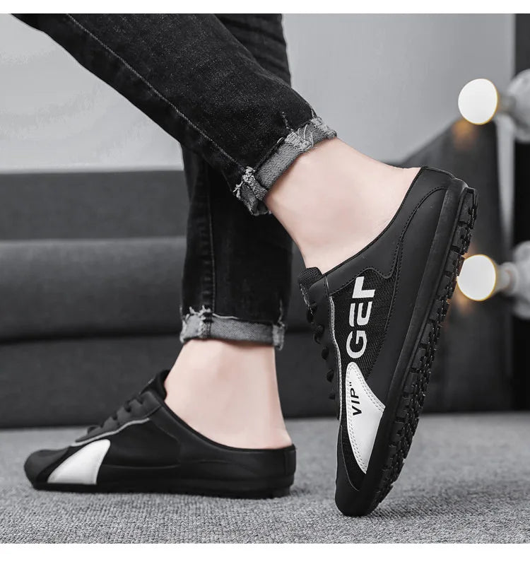 Men Slippers Trend Baotou Shoes for Men Summer Breathable Casual Shoe Vulcanized Flats Male Sneakers Half Slip-on Shoes 2026