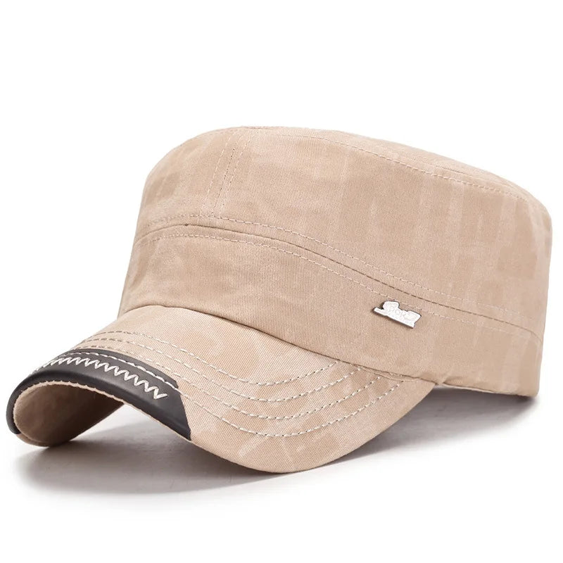 Washed Cotton Hat Men's Caps Flat Top Caps For Men Cadet Outdoor Cap Fishing Caps